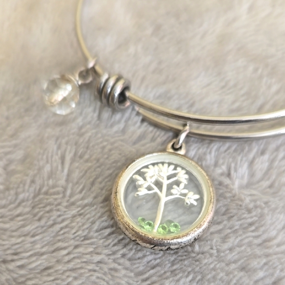 #031 Silver Charm Bracelet with Green Accents - Picture 2 of 4